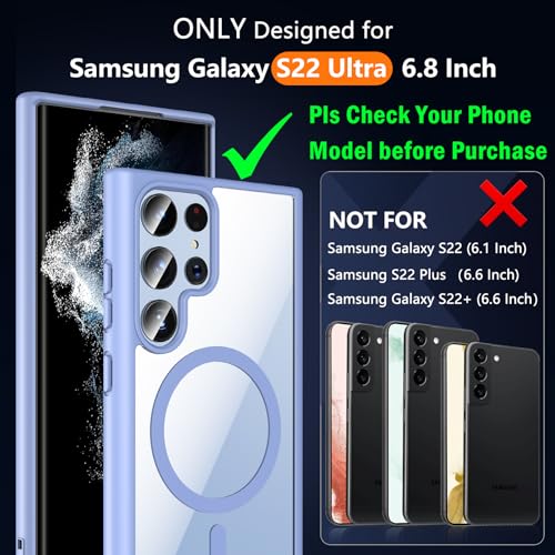 Hensinple for Samsung Galaxy S22 Ultra Case Magnetic, Galaxy S22 Ultra Phone Case [Compatible with Magsafe], Clear Hard Back Shockproof Magnetic Cover Case 6.8 Inch, Light Blue - color: Light Blue-S22 Ultra, size: Galaxy S22 Ultra 6.8 inch