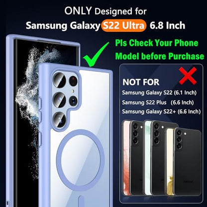 Hensinple for Samsung Galaxy S22 Ultra Case Magnetic, Galaxy S22 Ultra Phone Case [Compatible with Magsafe], Clear Hard Back Shockproof Magnetic Cover Case 6.8 Inch, Light Blue - color: Light Blue-S22 Ultra, size: Galaxy S22 Ultra 6.8 inch