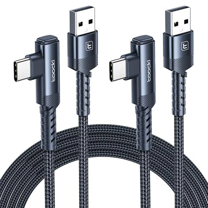 toocki USB C Cable Right Angle, 2-Pack 10ft USB A to USB C Charger Cable - color: Black, size: 10FT+10FT