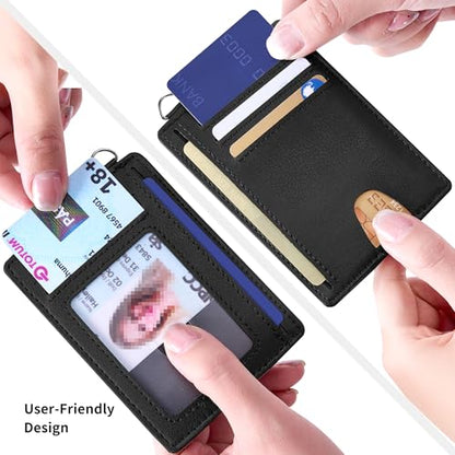 Mayski Slim Wallet, Credit Card Holder for Women, Minimalist Front Pocket RFID Blocking Card Cases, Small Wallet Women Men(Grain Black) - color: Grain Black