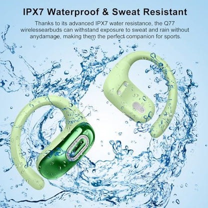 Open Ear Headphones, NEW Over Ear Earbuds with 4 ENC Noise-Canceling Mic - color: Light Green