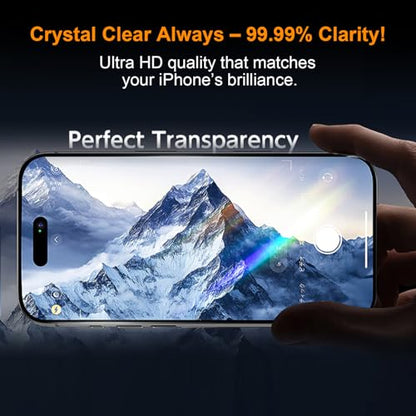 OneFish Glass Screen Protector for iPhone 16 Pro, HD Clarity, 2 Pack | Tempered Glass Film with Installation Frame, 9H Glass Scratch Resistant, Anti-Fingerprint , Easy Installation - size: iPhone 16 Pro
