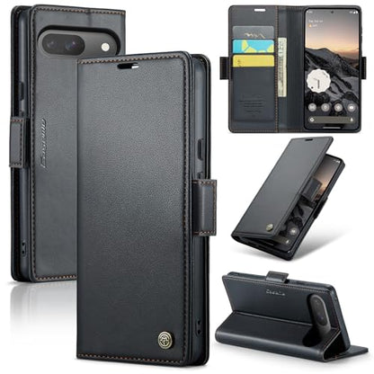 Wallet Case for Google Pixel 10/Google Pixel 10 Pro, Magnetic Flip Case with RFID Blocking Card Holder Kickstand for Women Men, Shockproof Durable Protective Phone Cover (Black) - color: Black