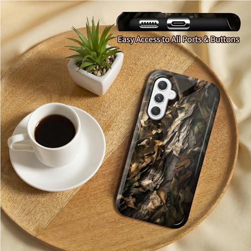 Camouflage Leaf Phone Case for Samsung Galaxy S25, Dual Layer Shockproof Rugged Cover with Soft TPU + Hard PC, Anti-Scratch Slim Fit Wireless Charging Compatible - color: Camouflage Leaf, size: 6.2" Galaxy S25