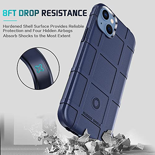 Rugged Shield 8ft Drop Proof TPU Thick Armor Tactical Protective Case Compatible with iPhone 14 Plus (6.7 inches) - Navy Blue - color: Navy Blue, size: iPhone 14 Plus
