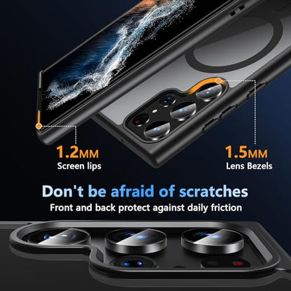 Hensinple for Samsung Galaxy S22 Ultra Case Magnetic, Galaxy S22 Ultra Phone Case [Compatible with Magsafe] Wireless Charging Translucent Back Cover Case 6.8 Inch,Black - color: Black-S22 Ultra, size: Galaxy S22 Ultra 6.8 inch
