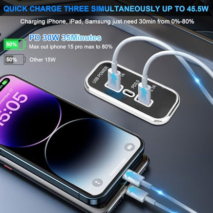 2PCS 12V RV USB Outlet 3 Charging Ports Panel Wall Surface Mount - color: Silver, size: 2PCS
