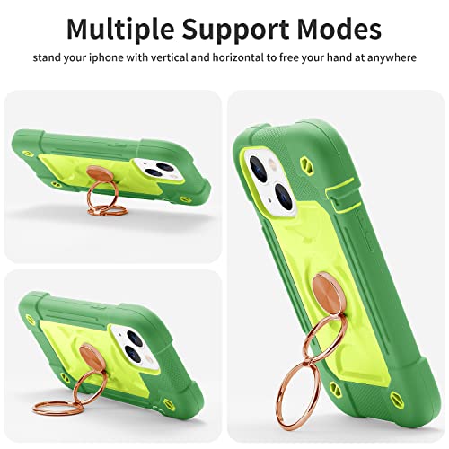 MARKILL Compatible with iPhone 14 Case/iPhone 13 Case 6.1 Inch with Built-in 360°Rotating Ring Stand, Military Grade Drop Protection Full Body Rugged Heavy Duty Durable Cover. Avocado - color: Avocado, size: iPhone 14/iPhone 13 6.1"