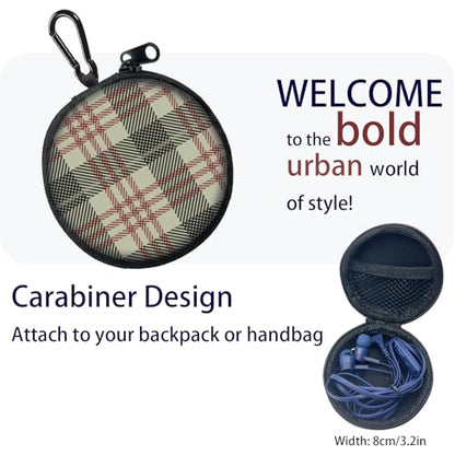 Teens Wired Earbuds with Case, 3.5mm Headphones for School,Cedarwood Plaid - color: Cedarwood Plaid