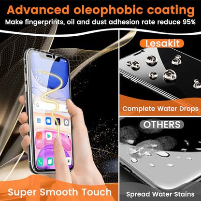 Lesakit 3+3 Pack Privacy Screen Protector for iPhone 11 6.1-Inch with 3 Pack Camera Lens Protector, Anti Spy Tempered Glass Film 9H Hardness Bubble Free Case Friendly - size: iPhone 11