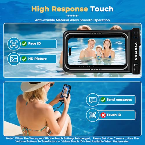 Floating Waterproof Phone Pouch IPX8 Cellphone Dry Bags for Vacation Beach Pool Kayak Cruise Travel Essentials,Waterproof Phone Case for iPhone 16 15 Pro Max, Samsung S25 Ultra S24-2 Pack 8.0"