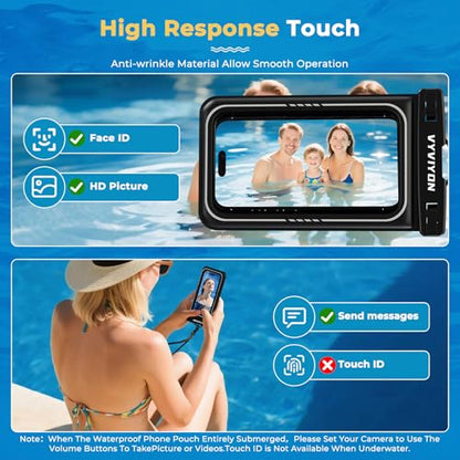 Floating Waterproof Phone Pouch IPX8 Cellphone Dry Bags for Vacation Beach Pool Kayak Cruise Travel Essentials,Waterproof Phone Case for iPhone 16 15 Pro Max, Samsung S25 Ultra S24-2 Pack 8.0"