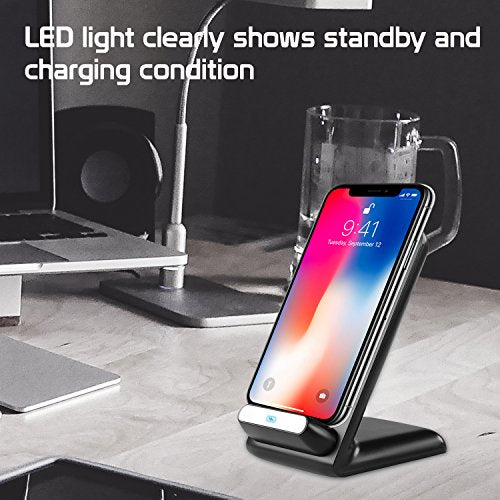 Dual Coil Wireless Charger, 10W Max Wireless Charging Pad, Compatible for iPhones, Samsung Galaxy Smartphones, Google Pixels (Fast Charger Stand)