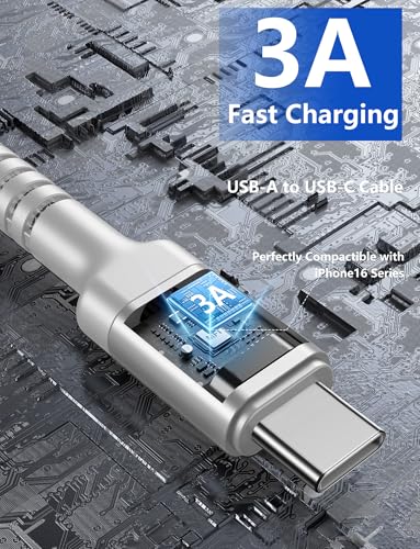 USB A to USB C Cable Fast Charging [2 Pack, 6FT] USB to USB C Charger Cable - color: Silver, size: 6FT, style: USB A to USB C