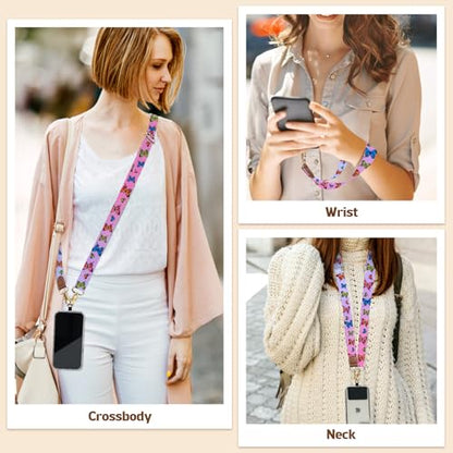 TiMOVO Phone Lanyard Crossbody Wrist Strap, Adjustable Anti-Theft Phone Strap for All Phone Case, lanyard for Women and Men - color: Colorful Butterfly