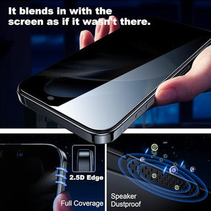 WSKEN Privacy Screen Protector for iPhone 14 Pro Max - [Auto-Dust Removal] Full Coverage Screen 2.5D Edge 28 Degree 10s HD Tempered Glass Film with Dust Clean Installing House 2022 5G,2 Pack - color: 2 Pack Privacy