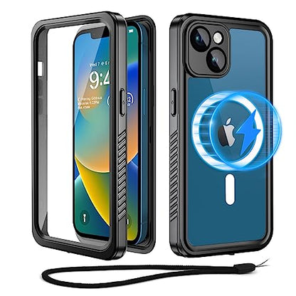 Beeasy for iPhone 13 Waterproof Case Compatible with Magsafe IP68 Underwater Military Grade, Phone Case with Shockproof, Dustproof, Rugged 360 Full Body Protection Cover Black - size: iPhone 13 (6.1")
