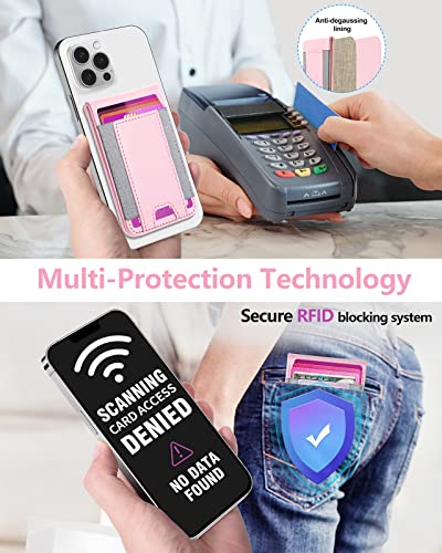 for MagSafe Wallet with Adjustable Stand, 9 Card Holder, Open ID Window - color: Soft Blush Pink