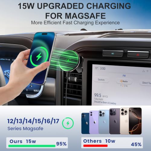 Surfcabin Wireless Charger Magnetic Car Vent Phone Mount for 2021-2026 F150 - size: Fits F150 2021-2026 with Charging-Magnetic