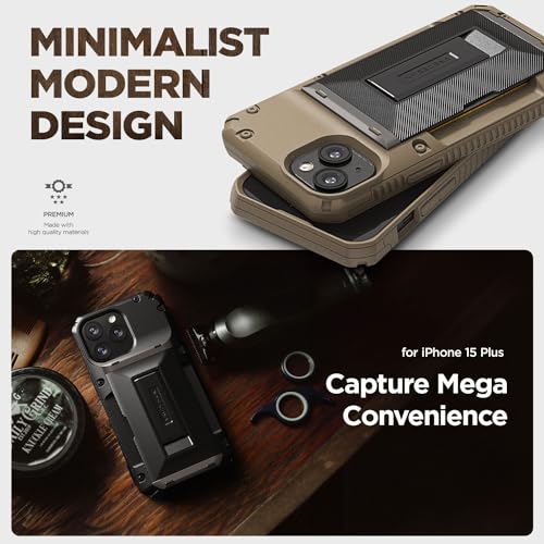 VRS DESIGN Damda Glide Hybrid Phone Case Designed for iPhone 15 Plus (2023), Functional Sturdy Wallet Card Holder Kickstand Case Compatible with iPhone 15 Plus (Matte Black) - color: Matte Black, size: iPhone 15 Plus