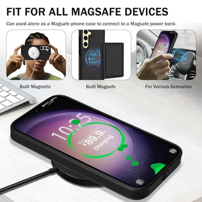 for Samsung Galaxy S23 Plus Wallet Case, 2-in-1 Detachable Magnetic Wallet Case, Card Holder RFID Blocking, Fashionable Faux Leather Card Slot & Folding Design (Black) - color: Black, size: Samsung Galaxy S23plus