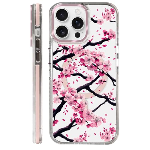 VisEnt Clear Case for iPhone 14 Pro, Magnetic Phone Case, Transparent Slim Cover, Military Grade Protection, Shockproof, Anti-Yellowing, Scratch Resistant, Pink Sakura Floral - color: Pink Sakura Floral, size: Iphone 14 Pro