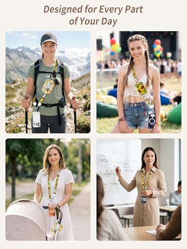 Clip and Go Strap for Phone with Wallet Crossbody Lanyard Flowers - color: Flowers Golden