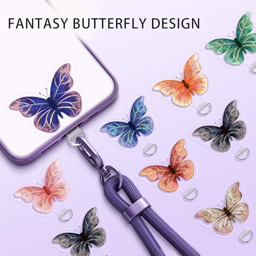Phone Tether Tab 3 Pcs Universal Phone Lanyard Case Patch Without Adhesive with 1 Pc Spring Ring Phone Lanyard Replacement Part Pad for Cell Phone Strap for iPhone Samsung Google Butterfly