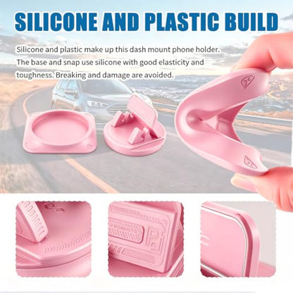 Car Dashboard Phone Holder,360° Rotation Car Phone Holder,Anti-Slip Design - color: Pink