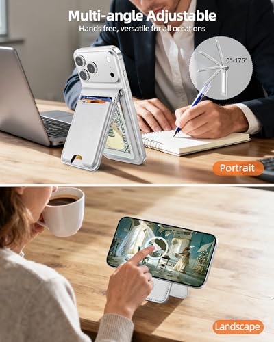 For Magsafe Wallet with Money Clip, 5 Card Holder, Adjustable Stand | Strongest Magnetic Wallet for iPhone 17/16/15/14/13/12 Series, ID Window, RFID Blocking, Not for 13/12 Mini, Light Gray - color: Haze Gray