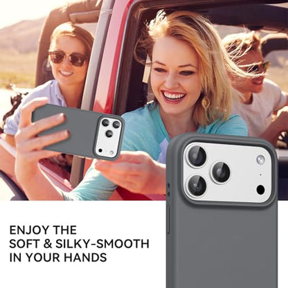 GUAGUA Compatible with iPhone 17 Pro Max Case 6.9 Inch Liquid Silicone Soft Slim Thin Microfiber Lining Cushion Texture Cover Shockproof Protective Phone Case for iPhone 17 Pro Max, Natural Titanium - color: Natural Titanium, size: iPhone 17 Pro Max