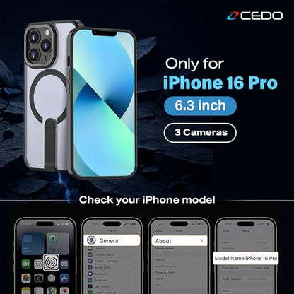 CEDO Magnetic Kickstand Case for iPhone 16 Pro, MagSafe Compatible Black - size: iPhone 16 Pro
