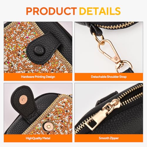 Women's Small Crossbody Cell Phone Bag, Boho Colorful Beaded Purse Wallet with Handmade Cute Patterns - color: Shell