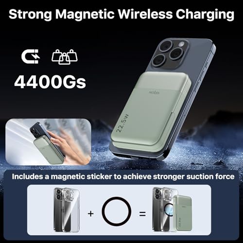 NOBIS Magnetic Power Bank 22.5W 10000mAh Portable Charger with Stand - color: Green