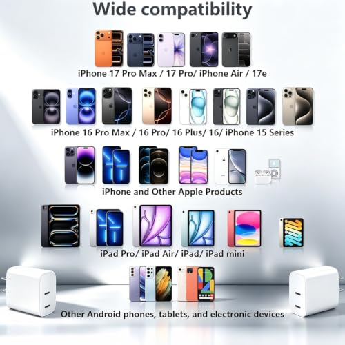 Dual USB C Charger Block for Apple Watch 11 10 iWatch iPhone iPad AirPods - color: White, size: 2-C 20W x1