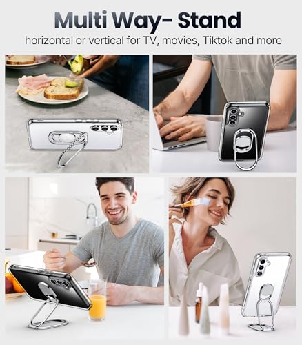 Shields Up for Samsung Galaxy S24 Plus Case with Stand, Galaxy S24 Plus Case Clear with Double Ring Holder [Adjustable & Foldable] Shockproof Protective Cover - Clear - color: Clear, size: Galaxy S24 Plus