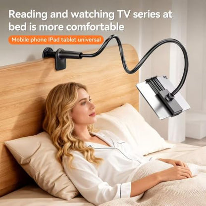 360° Rotating Tablet Phone Holder Spiral Base Lazy Mobile Phone Tablet Bedside Stand Bed Lazy Stand,2.6Ft（Black）