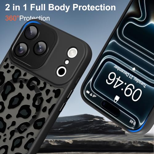 TEAUGHT Compatible with iPhone 17 Pro Max Case Leopard Crystal -Black | Cute Pattern Cheetah Print Shockproof Cover, Camera Protection Anti-skid for Girls Women - color: Black Cheetah, size: iPhone 17 Pro Max