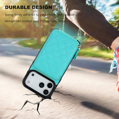 Bocasal Crossbody Wallet Case Card Holder for iPhone 17 Pro Max Mint Green | RFID Blocking PU Leather Zipper Handbag Purse, Kickstand Flip Folio Case with Card Slots Holder Wrist Strap Lanyard 6.9 Inch - color: Green