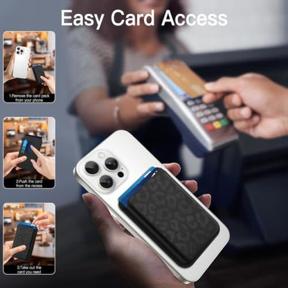 Compatible with MagSafe Wallet, Cute Cheetah Print Pattern, Black - color: Black Cheetah Print