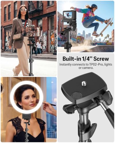 OMOTON TP02-Pro-PK 65" Magnetic Phone Tripod Kit with Fill Light & 2 Remote - color: 8-2-Black PK