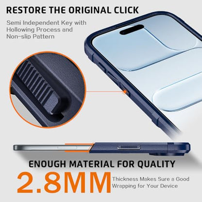 Rugged Shield Case for iPhone Air (6.5"), 8ft Military Drop Proof, Wear Resistant Tactical Cover, Navy Blue - color: Navy Blue, size: iPhone Air