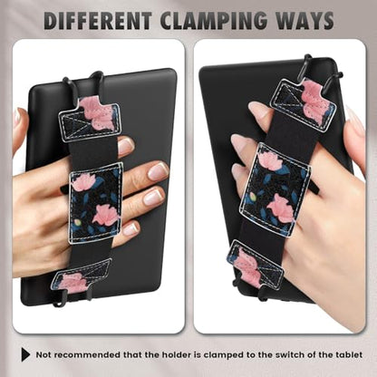 MoKo Soft Hand Strap for 6-8" Kindle eReaders Fire Tablet, Black & Pink - color: Black & Pink, style: Soft Pu Strap