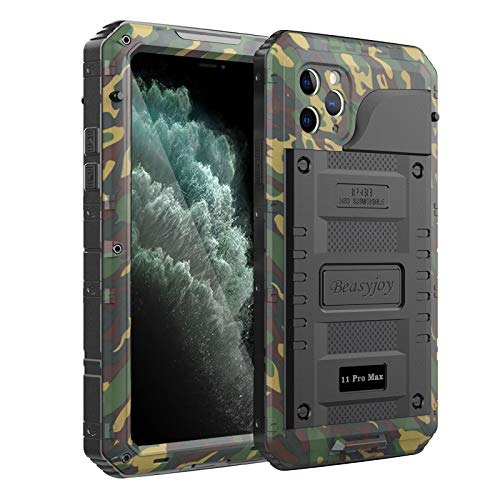 Beasyjoy for iPhone 11 Pro Max Case Waterproof Metal Case Heavy Duty Built-in Screen Full Body Protective Shockproof Military Grade Camo - color: Camo, size: iPhone 11 Pro Max