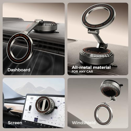 Metal Magnetic Car Phone Holder for Magsafe Phone, Dark Gray - color: Dark Gray