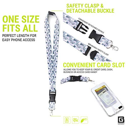 Gear Beast Cell Phone Lanyard - Mobile Phone Lanyard with Case Holder, Card Pocket, Soft Neck Strap, and Detachable Clip - Compatible with iPhone, Galaxy, & Most Smartphones - Skiing - color: Blue