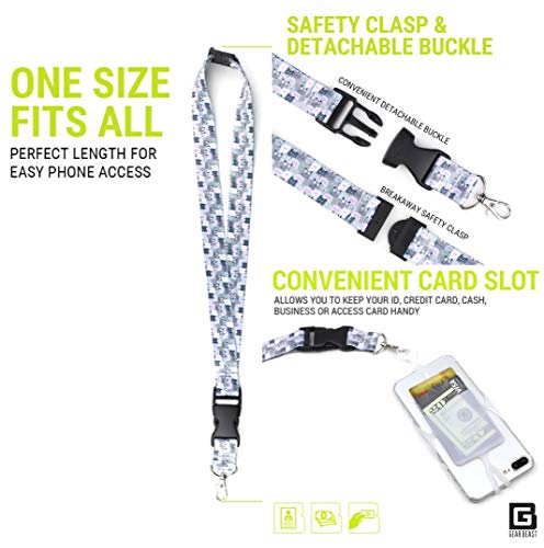 Gear Beast Cell Phone Lanyard - Mobile Phone Lanyard with Case Holder, Card Pocket, Soft Neck Strap, and Detachable Clip - Compatible with iPhone, Galaxy, & Most Smartphones - Skiing - color: Blue