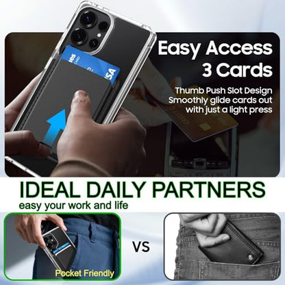 Magnetic for Samsung Galaxy S25 Ultra Wallet Case with Card Holder﻿ | Compatible with MagSafe, Shockproof Phone Cover with Detachable RFID Blocking Card Slot, Clear & Black - color: Clear with Black, size: S25 Ultra 6.9"