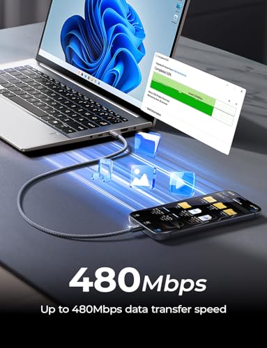 LISEN 240W Short USB C to USB C Cable (1.5FT/ 2 Pack/Midnight) - color: Midnight, size: 1.6FT+1.6FT