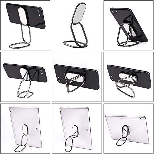 Phone Ring Holder Finger Kickstand, Foldable 360° Rotation Cellphone Grip for Desk, Office Desktop, Cell Phone Stand Compatible with iPhone iPad Smartphones Tablets (with Magnetic Car Mount) - color: Dark Grey